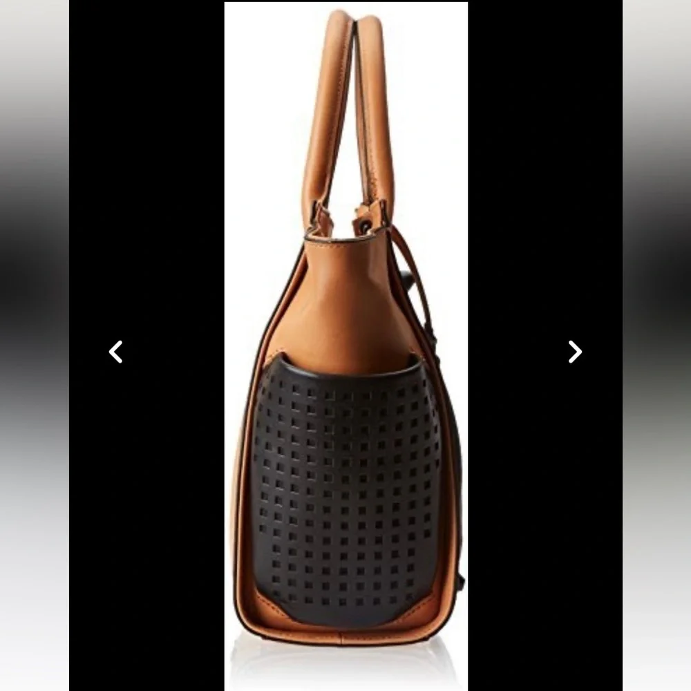 BLOGGERS FAVE! NWT Vince Camuto Peri Leather Satchel w Shoulder Strap- tan/black